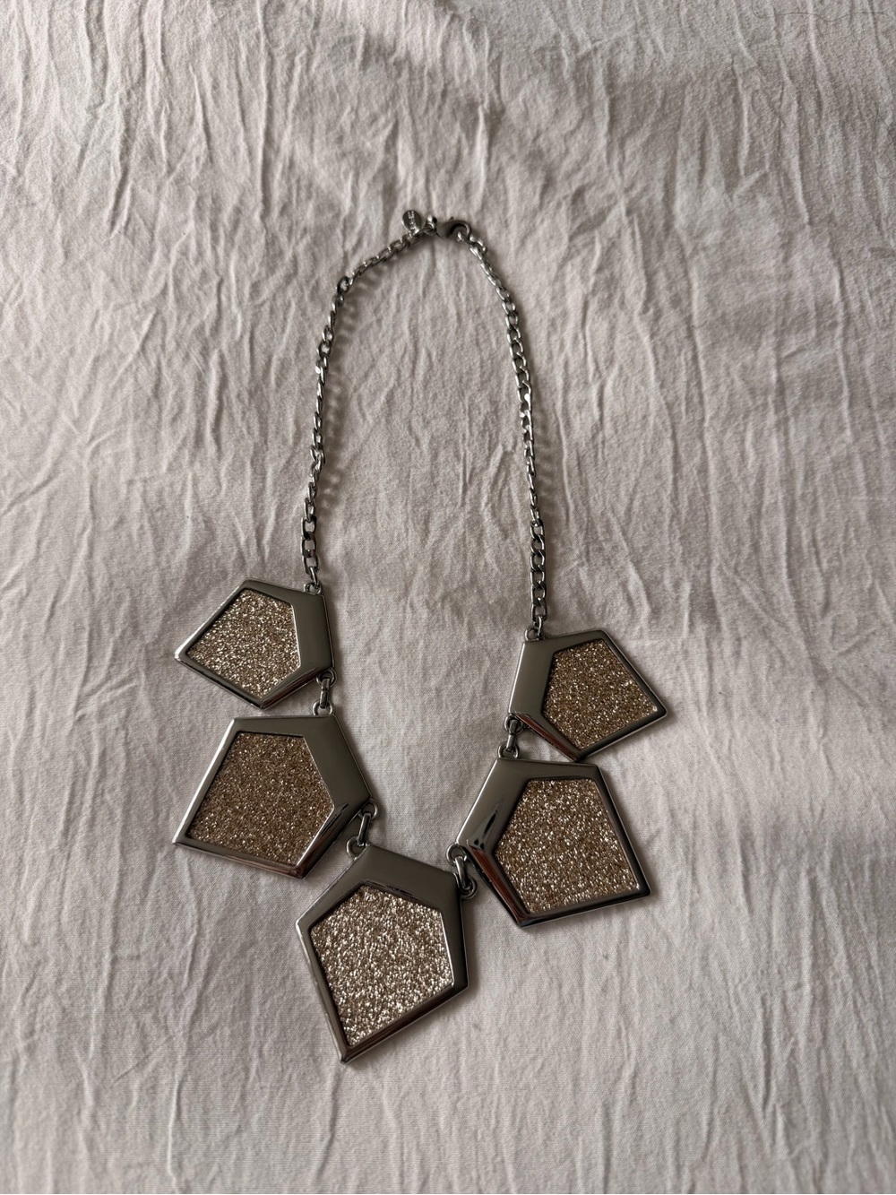 Express Silver-Tone Necklace with Champagne Glitter Pentagons